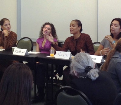 Sophia Brivio, Kathryn Martell, Nadja Fidelia, and moderator Professor Maria Montalvo discuss the importance of humanities at Hispanic Heritage panel.