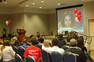 GWU students gather to watch the presidential debates.