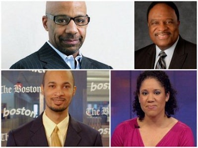 From upper left, Kevin Blackistone, James Brown, Kara Lawson and Gregory Lee are pacesetters in the media.