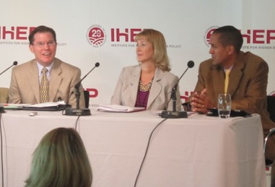 David Devier of Clark State, Kristy Bishop of Metropolitan Community College and Dan Kellogg of Wisconsin-Stevens Point discuss the results of Project Win-Win. (Photo by Ronald Roach)