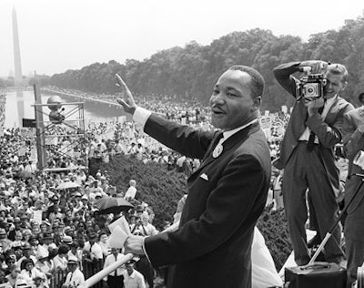 Martin Luther King, Jr. and others addressed more than 250,000 people at the March on Washington in 1963. (Photo courtesy of the National Archives)