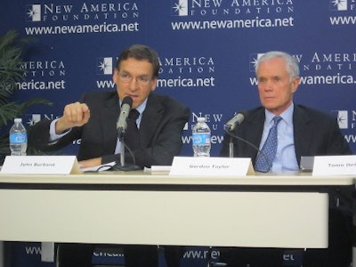 John Burbank of Economic Opportunity Institute (left) and Gordon Taylor of the 13th Avenue Funding organization (right)