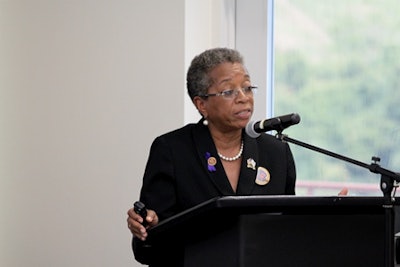 Congresswoman Donna Christensen addresses a group of scholars at the second annual International Colloquium on Black Males in Education held at the University of Virgin Islands in St. Thomas last week. (Photo Credit: Clifford White)
