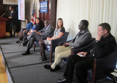 Featured individuals in “Redefining Access for the 21st-Century Student” documentary participate in a panel discussion during the Institute for Higher Education Policy National Summit. (photo by Ronald Roach)