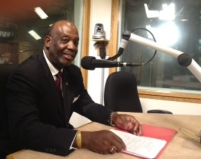 Dr. Forrest E. Harris, American Baptist College president, is being interviewed at WHUR radio station at Howard University for the “President’s Desk” show.