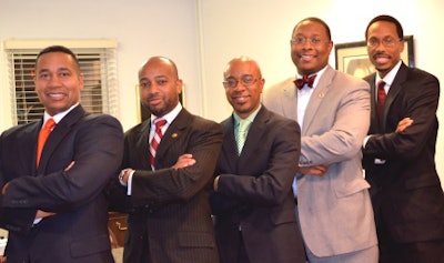 From left, Drs. Juan E. Gilbert, Jerlando F.L. Jackson, Chance W. Lewis, James L. Moore III and Lamont A. Flowers started bonding years ago at “tea time,” their informal gatherings where they encouraged each other as they navigated through graduate school.