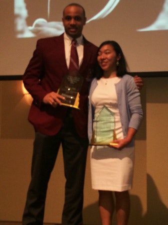 Ishaq Pitt (left), of the University of Maryland – Eastern Shore, and Michelle Ikoma (right), of the University of North Carolina at Chapel Hill, were honored as two of the four 2014 Arthur Ashe Jr. Sports Scholars winners.