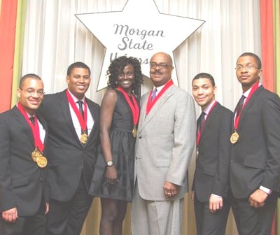 Dr. Oluwa Tosin Adegbola, third from the left, is coach of Morgan State’s Honda Campus All-Star Challenge team.