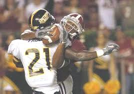 Three weeks after making this celebrated catch, Tyrone Prothro suffered a complete fracture of both major bones of his lower left leg in a win against Florida, effectively ending his football career.