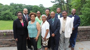 Drs. Fred A. Bonner II, far right, and Chance W. Lewis, fourth from right, with the participants of the 2014 HBCU Education Dean’s Think Tank sponsored by the Samuel DeWitt Proctor Chair in Education at Rutgers University.