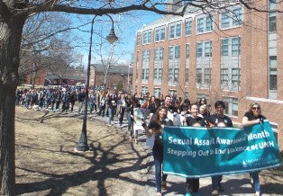 More than 600 University of New Hampshire community members participated in SHARPP’s annual antiviolence rally and walk in April.