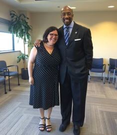 Paul Quinn College President Michael J. Sorrell, with his adviser Dr. Marybeth Gasman, at the successful defense of his dissertation proposal from the Executive Doctorate in Higher Education Management program at the University of Pennsylvania.
