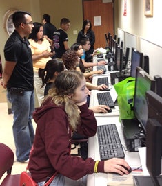 During the many FAFSA drives, current and potential students at UTPA were equipped with computers and professional guidance to complete the FAFSA. (Photo courtesy of the University of Texas-Pan American)