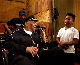 A scene featuring blues legend Bobby “Blue” Bland, who died in 2013, and young rapper Lil’ P-Nut, now 12, aims to help close the musical generation gap. (Photo courtesy of Take Me To The River Education Initiative)