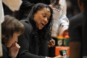 Dawn Staley says that basketball and her accomplishments give her a “platform for me to be a ray of hope to people who are forgotten.” (Photo courtesy of South Carolina Athletics Media Relations)