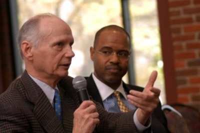 Former S.C. Governor Richard Riley and Juan Johnson, a Senior Distinguished Fellow in Diversity Leadership at the Riley Institute (photo courtesy of the Riley Institute)