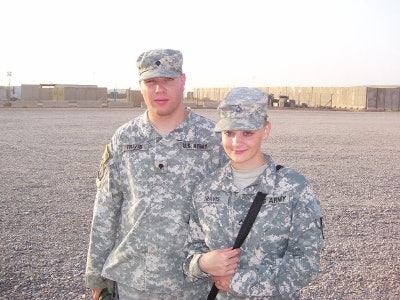 Shannon Travis and her brother, Daniel Travis, during their deployment to Iraq in 2007. (Photo courtesy of Shannon Travis)