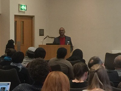 Dr. V.P. Franklin, Distinguished Professor Emeritus of History at University of California Riverside, moderates a panel discussion at the “Repairing the Past, Imagining the Future: Reparations and Beyond” interdisciplinary conference taking place this week at the University of Edinburgh.