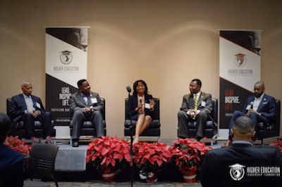 From left to right: Dr. Elwood Robinson, Dr. Franklin Evans, Dr. Tashni-Ann Dubroy, Dr. Roderick Smothers, Dr. Elfred Anthony Pinkard. ( Photo courtesy of higher education leadership foundation)