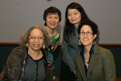 Clockwise from top right: Dr. Yi-Chun Tricia Lin, director and a professor of women’s studies at Southern Connecticut State University; Xiumei Pu, a former assistant professor of women’s studies at the University of Wisconsin–Eau Claire; Layli Maparyan, Katherine Stone Kaufmann ’67 Executive Director of the Wellesley Centers for Women at Wellesley College; and Beverly Guy-Sheftall, founding director of the Women’s Research and Resource Center at Spelman College.