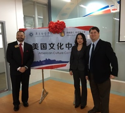 From left to right: Dr. Brian Madison Jones, dean of the College of Arts and Letters, JCSU Xia “Anna” Cao Wood, research and grant award specialist, JCSU Harvey Sernovitz, Beijing American Center director, Public Affairs Section, Embassy of the United States, Beijing, China. (Photo courtesy of Johnson C. Smith University)