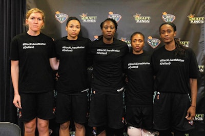 Members of the New York Liberty received a warning for wearing these T-shirts at a home game during their first public show of support for Black Lives Matter. (Photo courtesy of the New York Liberty)