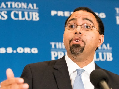 U.S. Secretary of Education John B. King Jr., said that students should be prepared to contribute “to the common good” as well as compete in the job market. (Photo courtesy of Noel St. John / National Press Club)