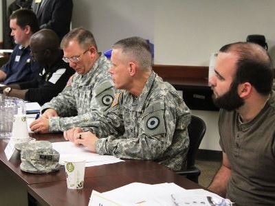 Faculty and military personnel at a meeting in Kansas to discuss educational issues for military-connected individuals. (Photo courtesy of MHEC/MCMC and Kansas Board of Regents)