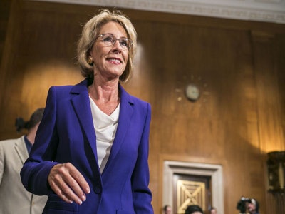 A 12-11 vote, split strictly along party lines, sends Betsy DeVos’ confirmation process as education secretary to the full Senate.