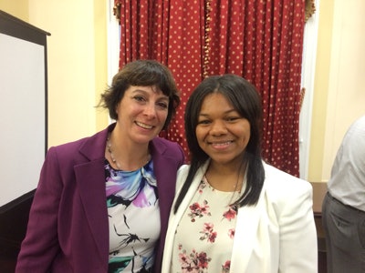 Krisha Ross, right, got a boost in turning her life around from the nonprofit iFoster, and Serita K. Cox, its executive director and co-founder.