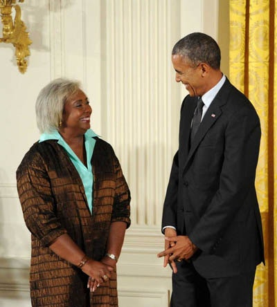 President Barack Obama presented Dr. Darlene Clark Hine with the National Humanities Medal for outstanding achievements in history in 2014.