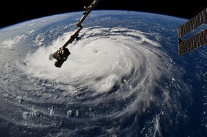 View of Hurricane Florence from the International Space Station, photo credit: NASA