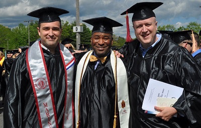 Veterans who graduated recently from University Without Walls at University of Massachusetts Amherst at commencement.