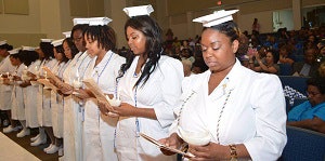 Dillard University College of Nursing students at a graduation ceremony. (Photo courtesy of Dillard University)