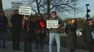 Community College of Rhode Island faculty protesting the 2019 winter session length