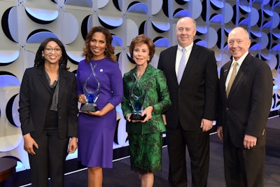 (L-R): Bathsheba Philpott, vice president of advancement at ACE; Dr. Roslyn Clark Artis, president of Benedict College; Dr. Judy Genshaft, president of the University of South Florida; Patrick Vaughan, senior vice president, managing director, and higher education practice leader at Fidelity Investments; and ACE president Dr. Ted Mitchell.