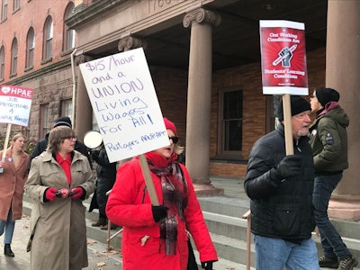 Rutgers University faculty members protesting