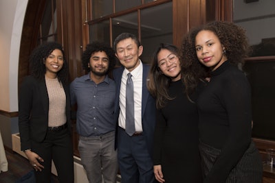 Dr. S. David Wu with students at a welcoming reception in 2020.