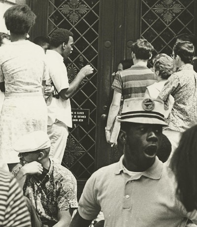 Photo of students outside the administration building at OSU in 1968