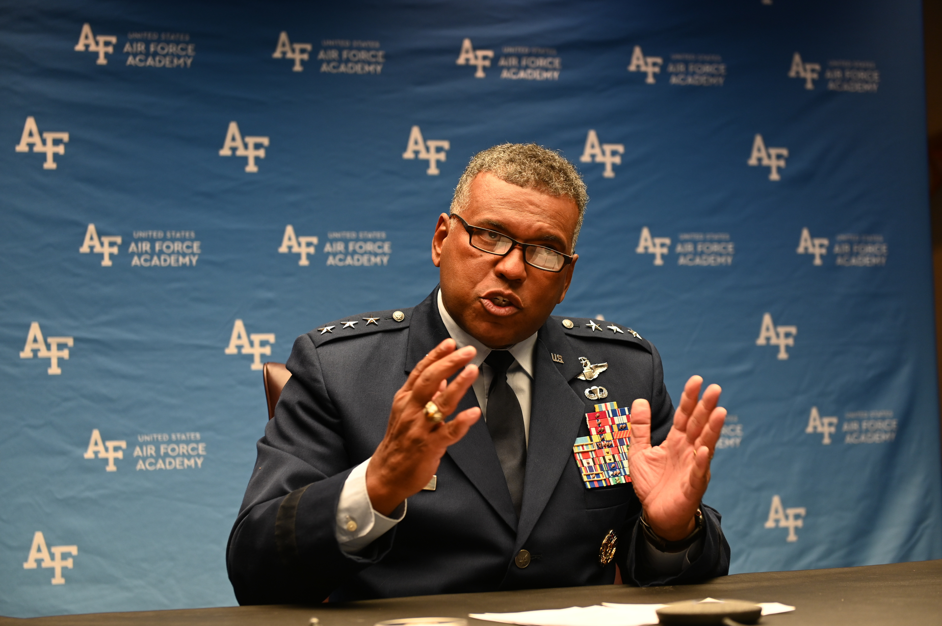 Lt. Gen. Richard Clark, U.S. Air Force Academy superintendent, delivers opening remarks during the virtual National Discussion on Sexual Assault and Sexual Harassment with America&rsquo;s Colleges, Universities and Service Academies, at the U.S. Air Force Academy, Colo., Sept. 7, 2021. The multiday, collaborative event enabled more than 230 senior leaders from the Department of Defense and civilian academic institutions to develop partnerships and to share evidence-based best practices to prevent sexual assault and sexual harassment at colleges, universities and service academies. (U.S. Air Force photo by Tech. Sgt. Zach Vaughn)