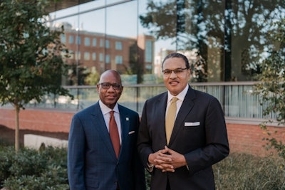Morgan State University President Dr. David K. Wilson, left, and UMBC President Dr. Freeman Hrabowski, right.