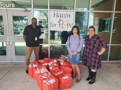 From left to right: DJ Jackson, Volunteer Services Manager at Haven for Hope; Yvonne Kuykendall and Janie Kaltenbacher of ETS.