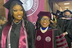 TSU’s 13th President Dr. Lesia Crumpton-Young, right, stands with Megan Pete aka Megan Thee Stallion