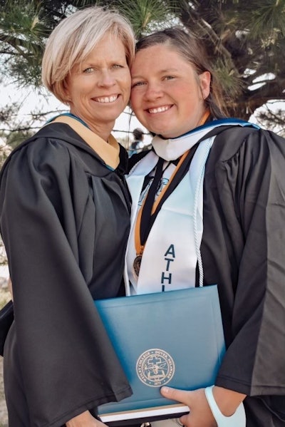 Laura Mayse and her daughter, Abbey, at Wesley's last commencement in May 2021.