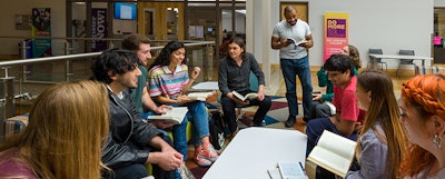 Ted Hadzi-Antich Jr. leads students in a discussion.