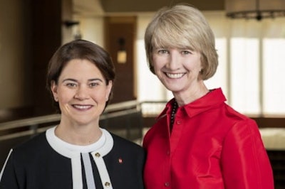 President Kristina M. Johnson (right) and Veronica Meinhard