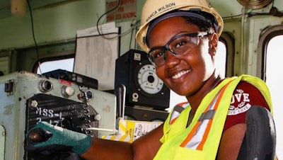 Companies and community colleges are partnering to train future STEM-field workers like Bianca Wilson, shown at the Norfolk Naval Shipyard.