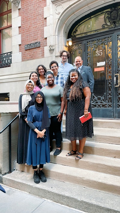 Students meet with Macaulay Honors College Dean Dara N. Byrne and CUNY Executive Vice Chancellor and Chief Operating Officer Hector Batista.