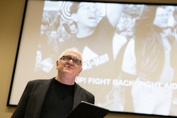 Dr. Sean G. Massey speaking at an event that Binghamton University hosted for alum Ron Goldberg to discuss his book about ACT UP NY.