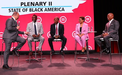 National Urban League President and CEO Marc H. Morial with Mayors Brandon Johnson of Chicago, Sylvester Turner of Houston, Karen Bass of Los Angeles and Eric Adams of New York City.